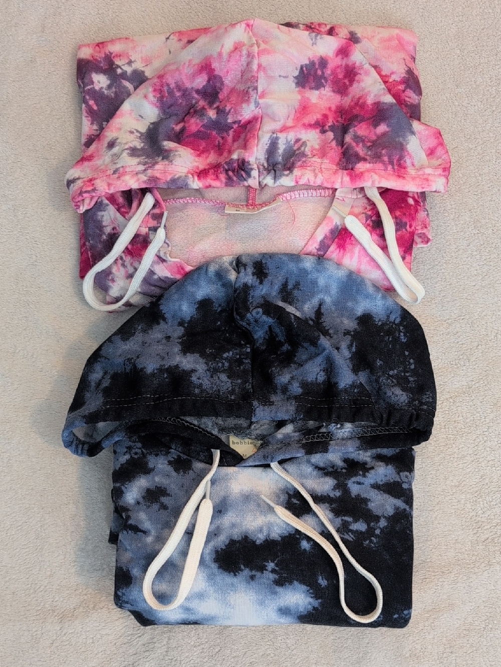 NWT Bobbie Brooks Tie Dye Hoodie Bundle Medium Pink Purple & Navy